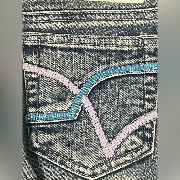 Leo Roma Italy vintage sequin beaded stone washed Capri flared denim jeans New - Picture 8 of 10